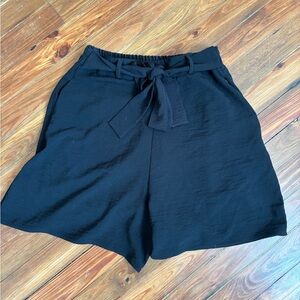 Zara Black High-Waist Tie-Front Shorts